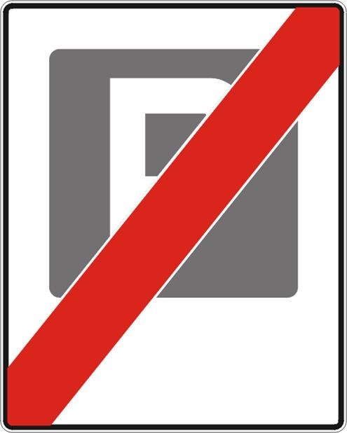 Znak drogowy informacyjny D-45 Koniec strefy płatnego parkowania