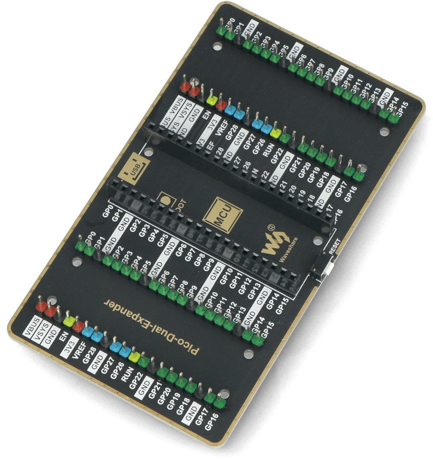 Raspberry Pi Waveshare Pico Dual Expander - podwójny ekspander wyprowadzeń 2 x 20 GPIO - do Pico - Waveshare 19343 WSR-19038