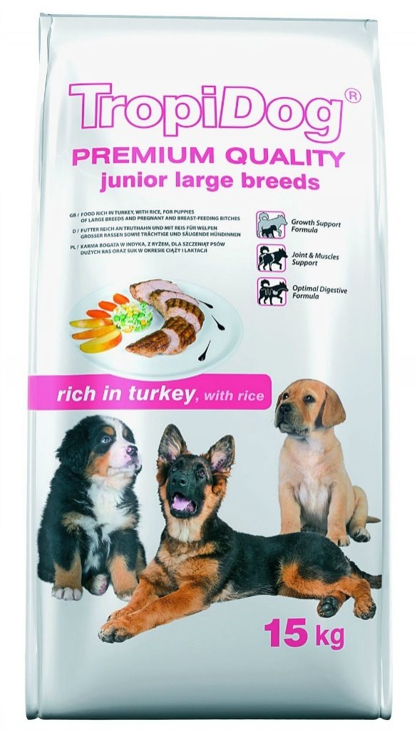 Tropidog PREMIUM JUNIOR LARGE BREEDS RICH IN TURKEY WITH RICE 0,5 kg