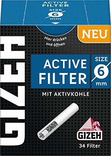 Gizeh 340 x Active Tips Slim filtr z węglem aktywnym 6 mm 10 x 34 tipsy filtra