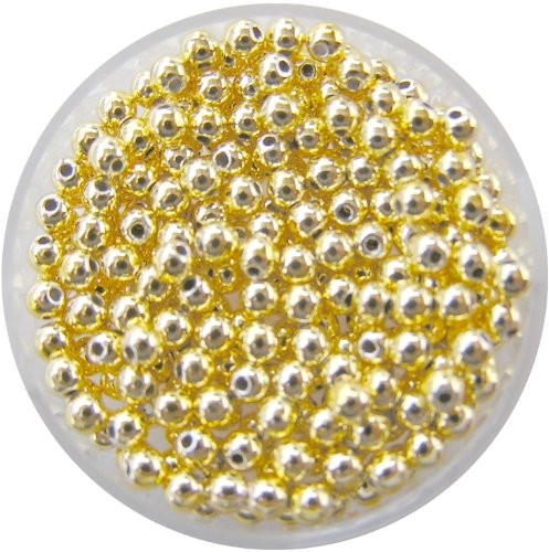 Rayher 1630106 plastikowe perły okrągłe, 3 MM , puszka 250 sztuk, złoty 16-301-06