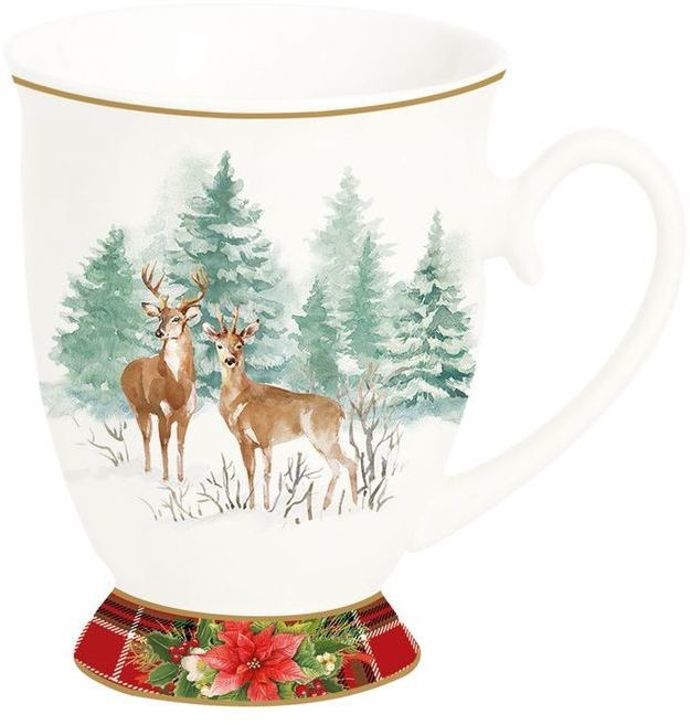 Nuova Cer Easy life r2s KUBEK PORCELANOWY NA STOPCE Winter Forest - Jelenie w zimie 1456 WIFO