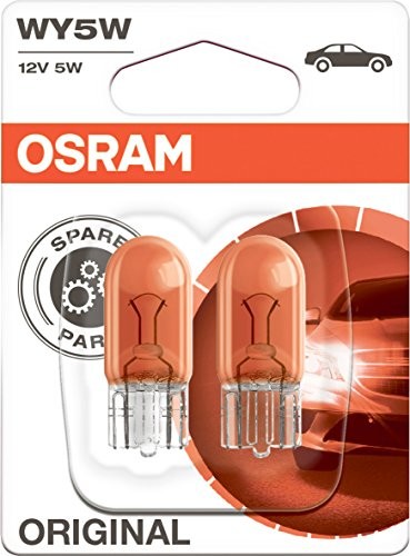 Osram Original WY5W 2827-02B halogenowa żarówka sygnałowa, światło kierunkowskazu, 12 V, podwójne opakowanie typu blister, 2 sztuki 2827-02B