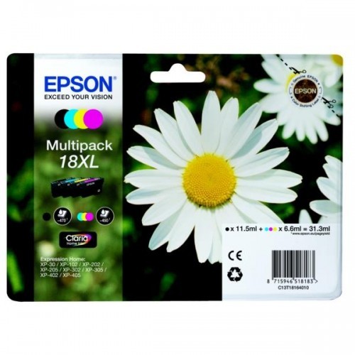 Epson Tusz Epson C13T18164012 (oryginał ; 1 x 11.5 ml + 3 x 6.6 ml; czarny, czerwony, niebieski, żółty)