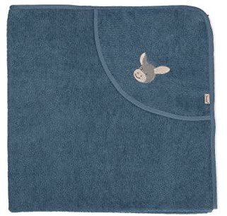 Sterntaler Ręcznik kąpielowy dla chłopców GOTS Emmi - ponczo kąpielowe dla niemowląt, ręcznik z kapturem, ręcznik kąpielowy dla dzieci z motywem osiołka - bio - szaroniebieski 7122280