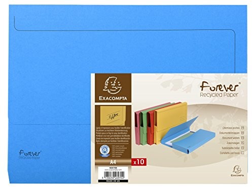 Exacompta 46972e akcesoria (karton z recyklingu, nasadka na akta, 290 G, DIN A4) 10er Pack, niebieski 46972E