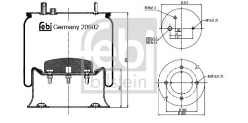febi bilstein febi Bilstein 20902 powietrza sprężyna mieszkiem tłoki ze stali nierdzewnej (tylnej osi po obu stronach) 20902