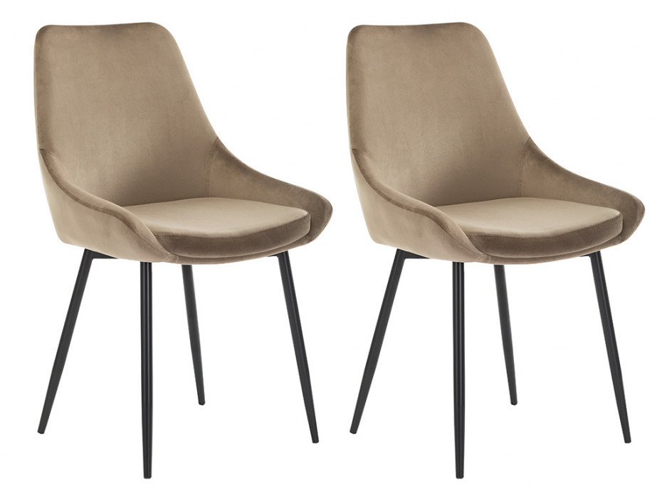Vente-Unique Zestaw 2 krzeseł MASURIE - welur - kolor taupe