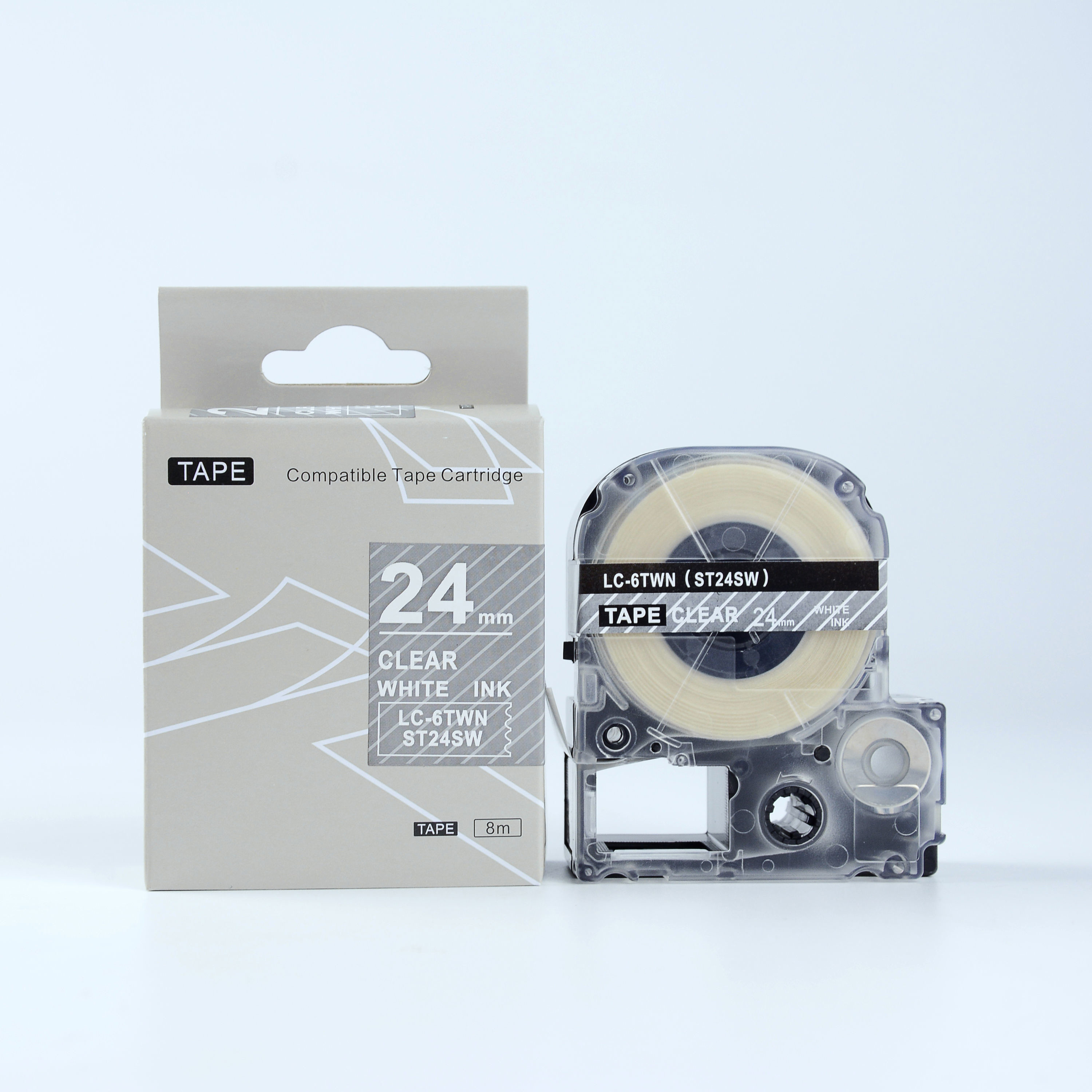 Epson LK-ST24SW, 24mm x 9m, biały druk / przezroczysty podkład, taśma zamiennik