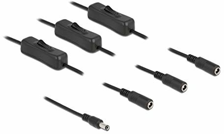Delock Kabel DC 5,5 x 2,1 mm wtyczka do 3 x gniazdo DC z przełącznikiem 1 m 86795