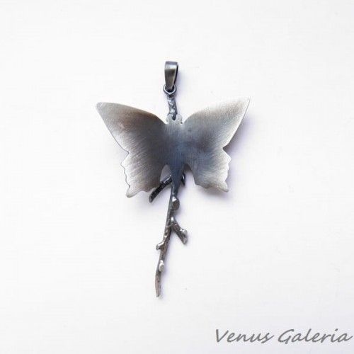 Zawieszka srebrna - Butterfly III gray 1306
