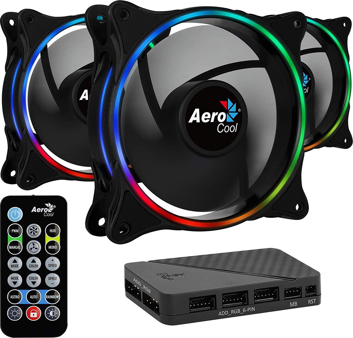 Aerocool Eclipse 12 Pro 120x120x25 case fan black 3-pack incl H66F control hub remote control
