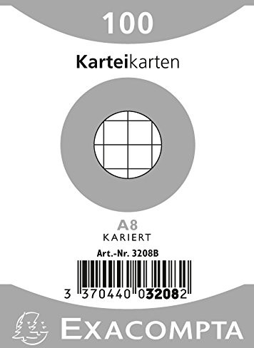 Exacompta 3208B fiszek (w kratkę, DIN A8, zamknięty zgrzewem) opakowanie  sztuk Biały 3208B