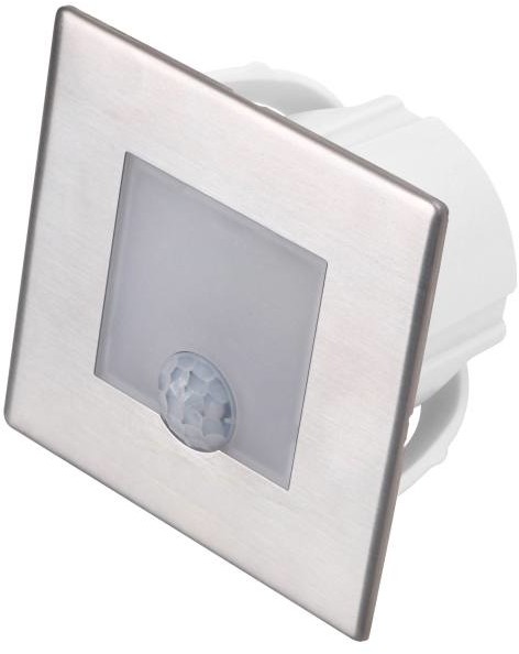 Dpm Lampa schodowa LED DPM 1,2 W 4000 K IP20 kwadratowa z czujnikiem ruchu stal nierdzewna YCB177S-PIR
