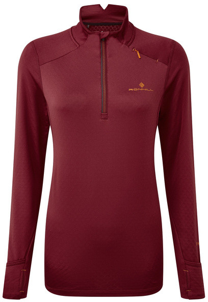 RONHILL RONHILL Bluza biegowa damska TECH PRISM 1/2 ZIP TEE bordowa