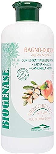 Bioderm BIODERMOCOSMETICI Biogenase - Relaksujący żel pod prysznic z arganem i brzoskwinią - Naturalny żel pod prysznic wzbogacony ekstraktami z aloesu i kiełków pszenicy ze składnikami nawilżającymi - 500 ml