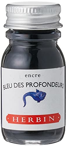 Herbin Herbin 11518T  10 ml butelka atramentu do piór wiecznych i długopisów kulkowych (produkt bez opakowania  cel Zero odpadów), Bleu Des Profondeurs/Deep Blue Sea 11518T