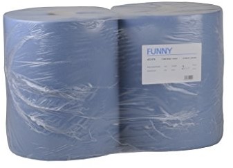 Funny rolki papieru do czyszczenia, 2-warstwowe, niebieskie, około 36 cm, 1000 arkuszy, 1 zestaw złożony z dwóch rolek (1 x 2 sztuki). AG-076