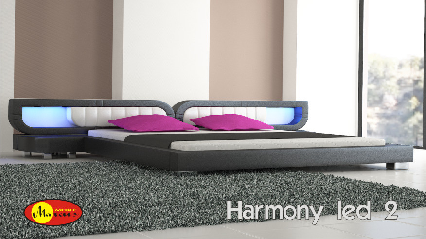 Łóżko tapicerowane Harmony 2 LED tkanina mineva