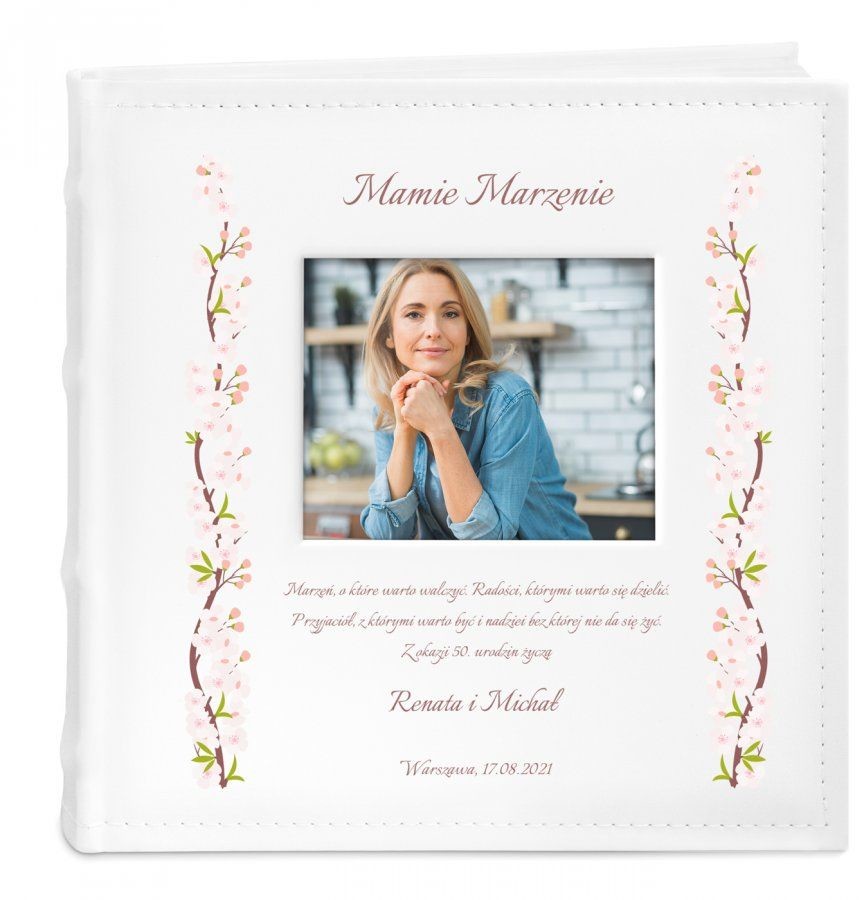NA Murrano Album mały z oknem nadruk dedykacja dla mamy 50 urodziny ALB-SO-WH-UV-008