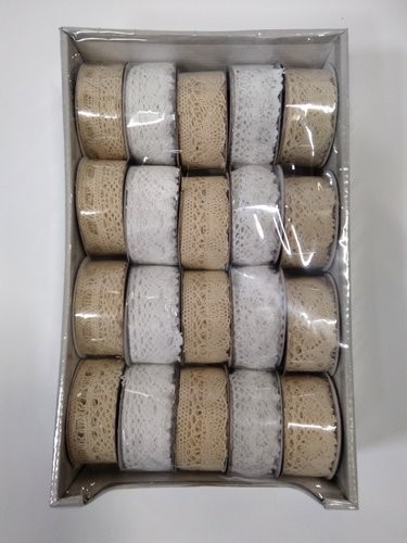 Wstążka ozdobna H021 koronka 3cmx3m op20 szt mix białe i ecri