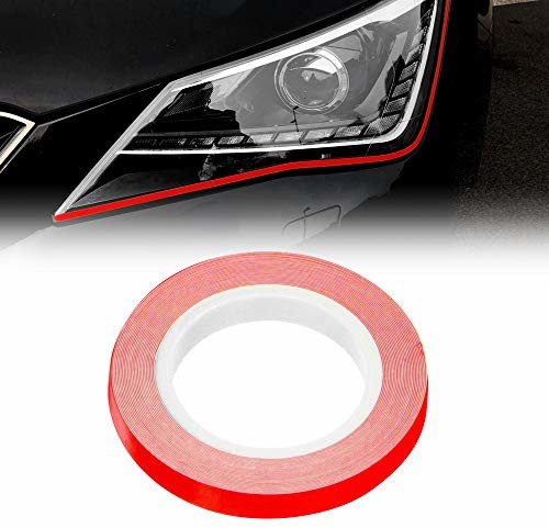 4R Quattroerre.it 4R Quattroerre.it 10804 samoprzylepne paski dekoracyjne do reflektorów samochodowych, czerwone, 7 mm x 3 m, Rosso Fluo 10804