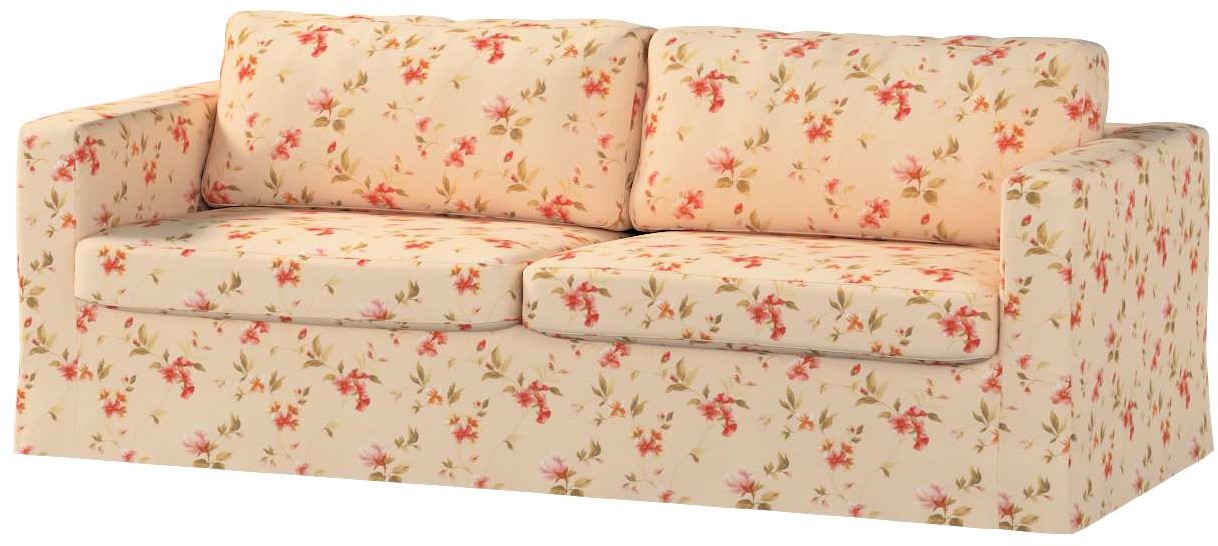 Dekoria pl pl Pokrowiec na sofę Karlstad 3-osobową nierozkładaną długi kwiatki na kremowym tle 204 x 89 x 66 cm Londres 616-143-88