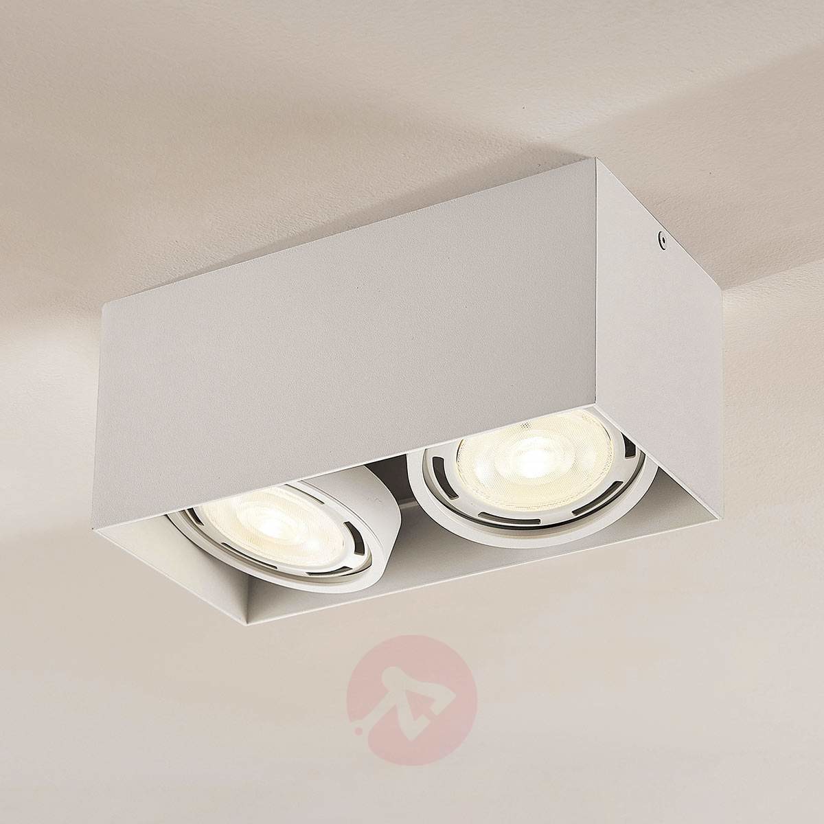 Lampenwelt com Downlight LED Rosalie, kanciasty, 2-punktowy,biały