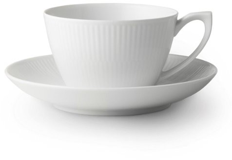 Royal Copenhagen herbata filiżanka ze spodkiem białe prążkowane (2-częściowy) (2408086)