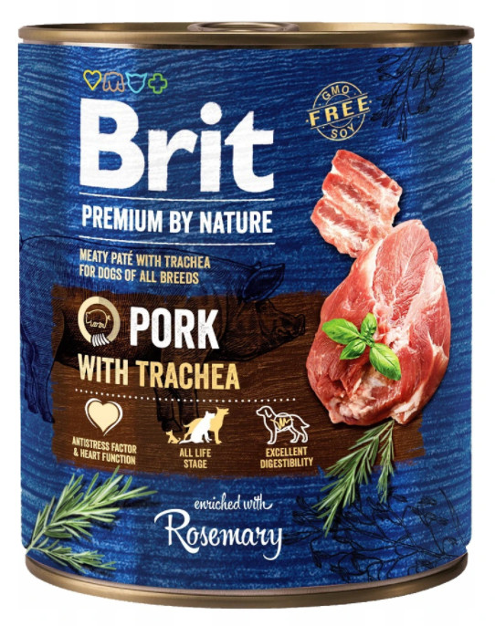 Brit Premium By Nature Pork with Trachea WIEPRZOWINA 800g DARMOWA DOSTAWA od 95zł +DO 3% ZWROTU W PROGRAMIE LOJALNOŚCIOWYM 800-05