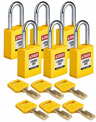 Brady Brady SafeKey Lockout kłódka nylonowa żółta 3,5 cm stalowa szyba klucz inny 6 szt 754473610401