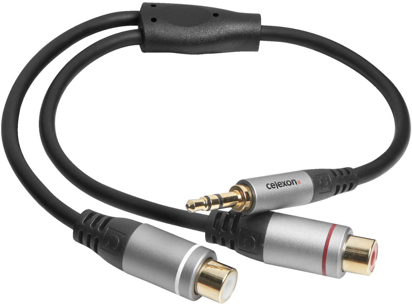 celexon Professional Line analogowy adapter audio 1x wtyczka 3,5mm Minijack 2x gniazda Cinch RCA) Stereo 0,25 m