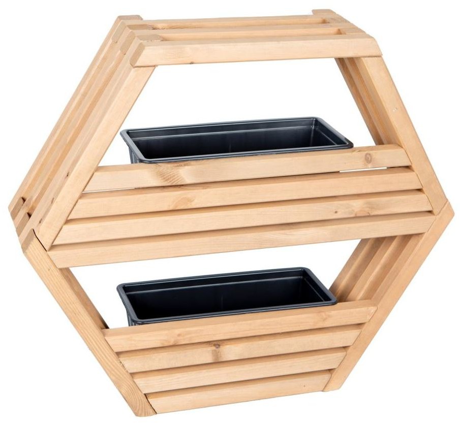 WERTH-HOLZ Donica-półka drewniana Hexen  80x69 cm 2 doniczki Werth-Holz