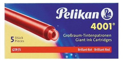 Pelikan NABOJE DŁUGIE GTP CZERWONE 5szt