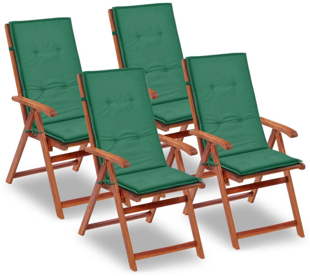 vidaXL Poduszki na krzesła ogrodowe, 4 szt., zielone, 120x50x3 cm