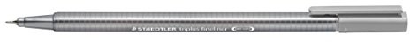 Staedtler 334 Triplus Fineliner Superfine cienkopisy punktowe, 0,3 mm, srebrno-szare, pudełko 10 sztuk 334-82