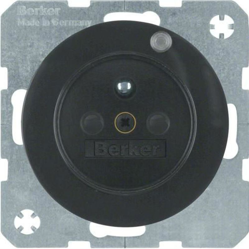 Hager Polo sp. z o.o. R.1/R.3 Gniazdo z uziemieniem i kontrolną diodą LED czarny, połysk 6765092045