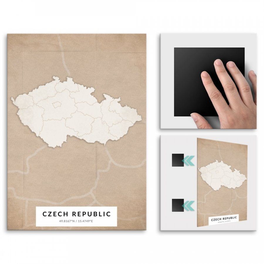 Pix4home Plakat metalowy Mapa Vintage Czechy L POS-L-04318