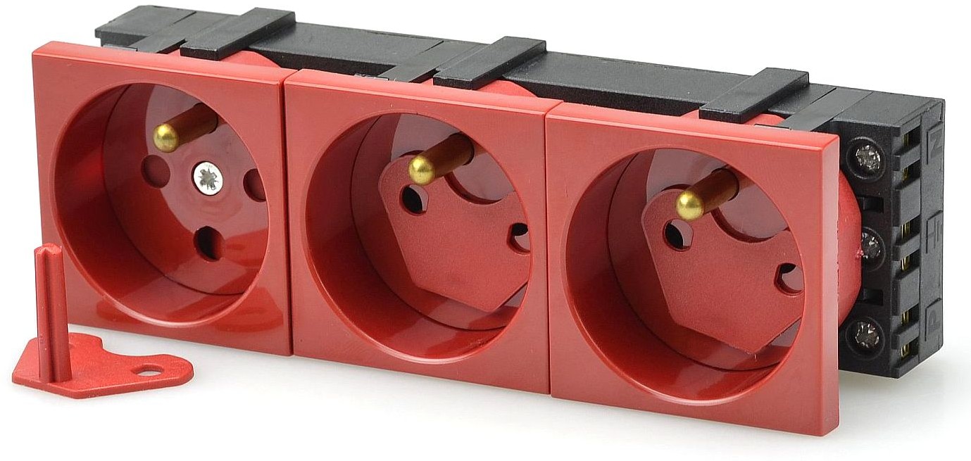 Mediabox 45x45 gniazdo prądowe 3x 230V 2P+Z Data