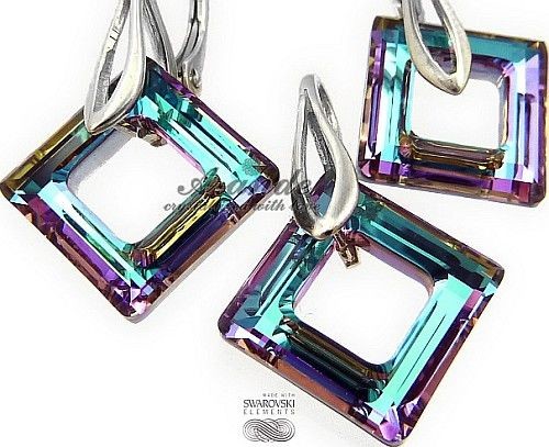 Arande PROMOCJA SWAROVSKI komplet VITRAIL SQUARE srebro 700122