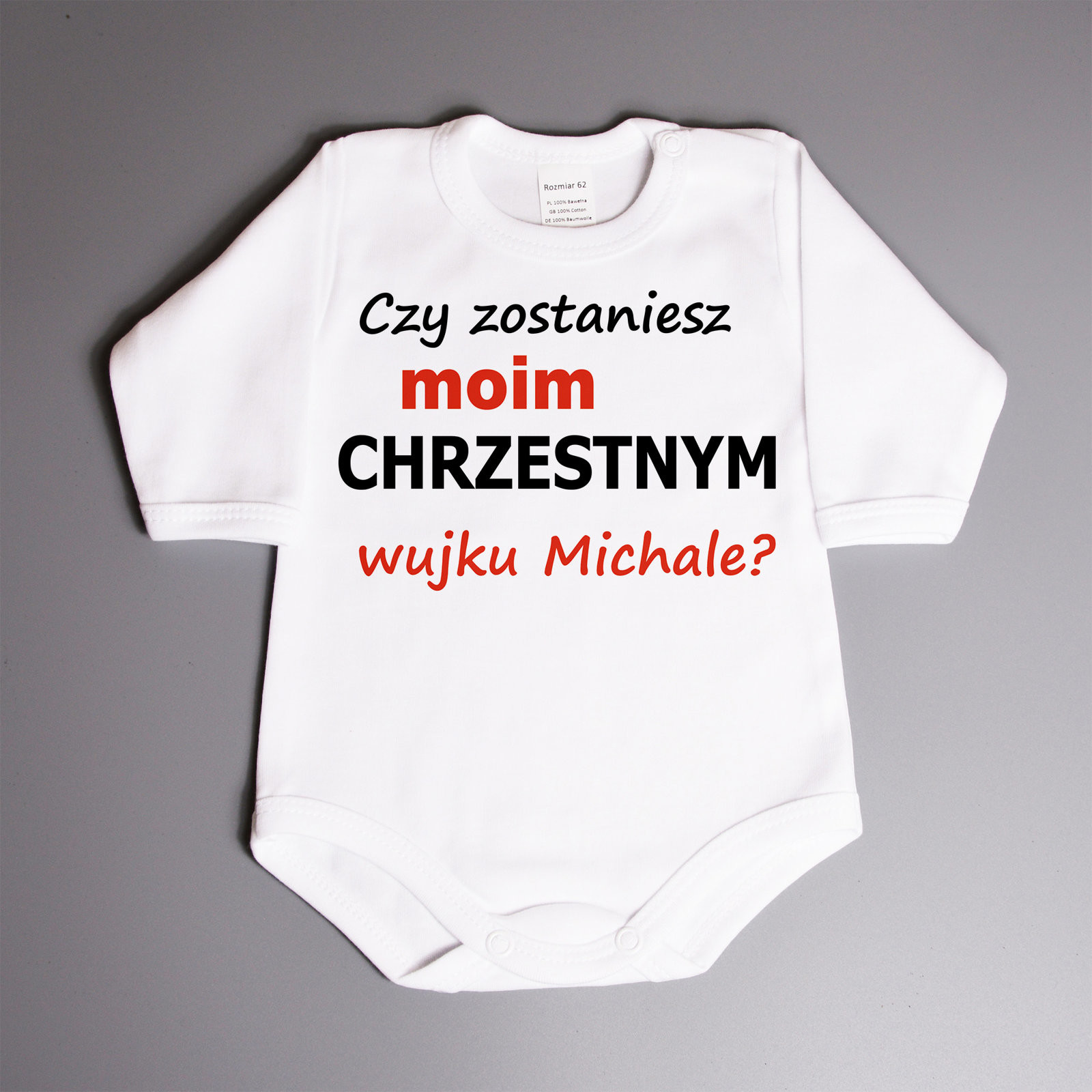 Poczpol Czy zostaniesz moim chrzestnym wujku (imię)$71 - body niemowlęce PRZPOC-7-2048