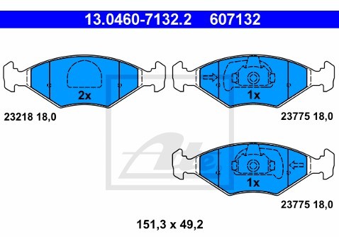 ATE KLOCKI HAM 13.0460-7132.2 FIAT PALIO 1.7TD 96-01, SIENA 1.4 96- 13.0460-7132.2