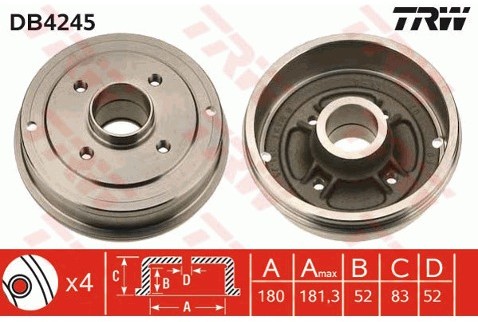 TRW Bęben hamulcowy DB4245