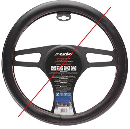 Simoni Racing CVT/15 czerwony szew uniwersalny pokrowiec na kierownicę, czarny czerwony seam CVT/15