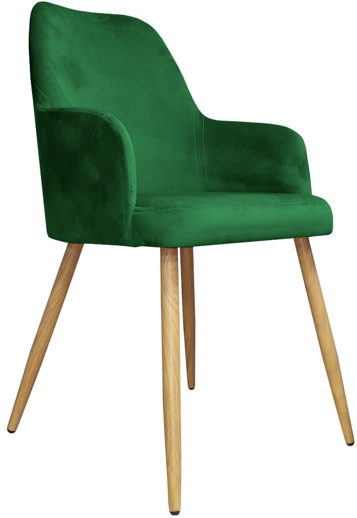 Atos Krzesło WEZERA VELVET zielone/dąb w stylu glamour WESTA-DAB-MG25