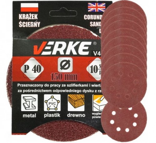 VERKE KRĄŻEK PAPIER ŚCIERNY P 40 150 MM 10 SZT. VERKE V44181 V44181