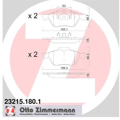 ZIMMERMANN Zestaw klocków hamulcowych, hamulce tarczowe 23215.180.1