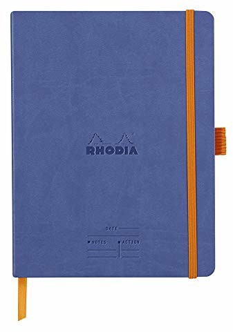 Rhodia 117788C notatnik na spotkania (DIN A5+, 160 x 210 mm, 80 arkuszy, 90 g, elegancki i praktyczny), 1 szt. szafir niebieski 117788C