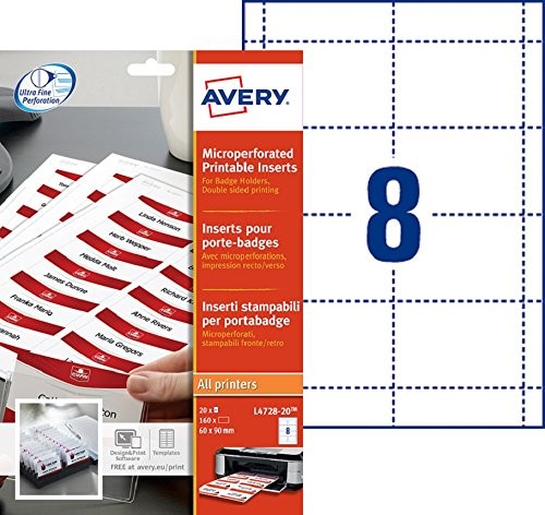 Avery okrąglak tabliczki informacyjne mikroperforiert 190 G/M 6 x 9 cm do tabliczki na arkusze formatu A4 160 sztuk L4728-20