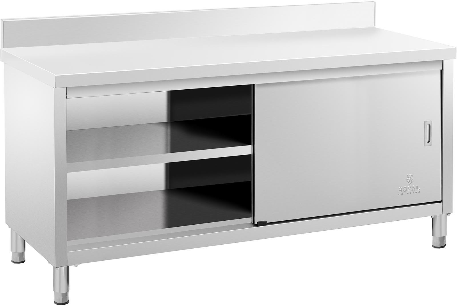Royal Catering Stół roboczy z szafką rant 180 x 60 cm 600 kg RCSSCB-180X60-E-B
